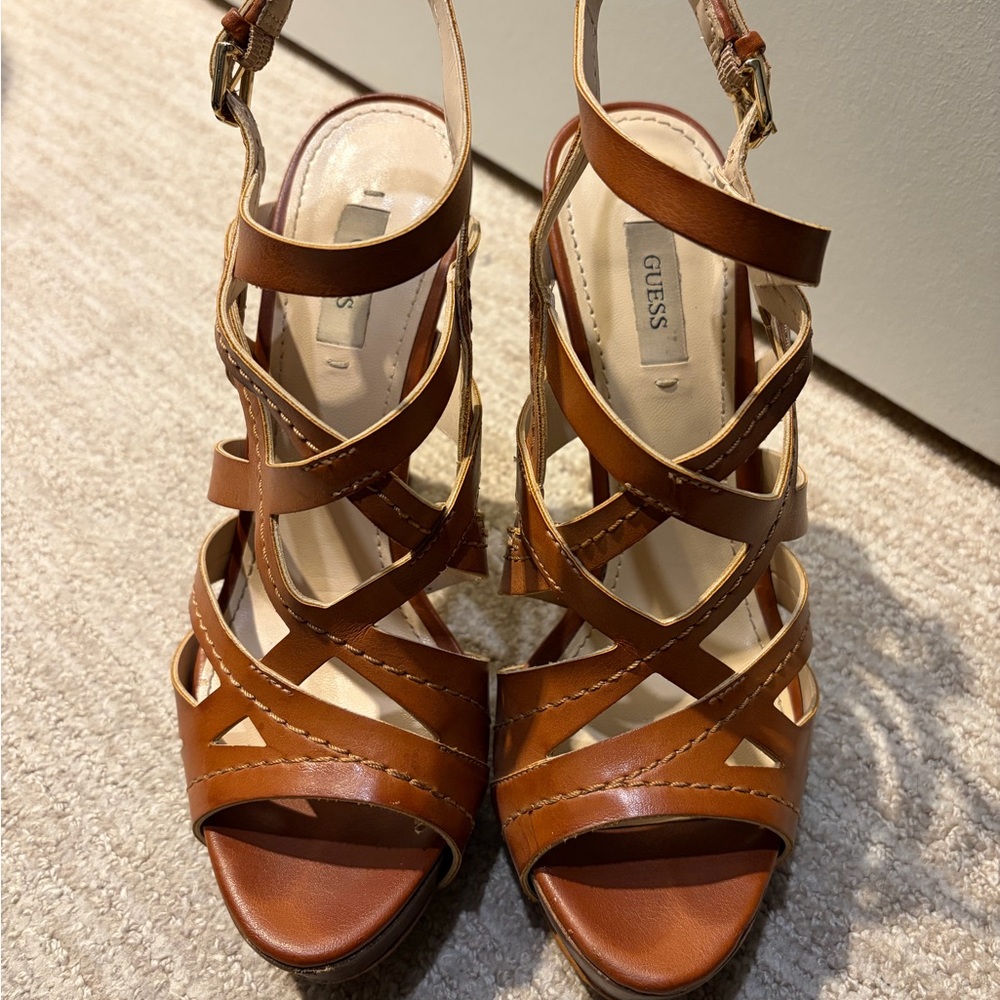 Guess Women's Tan Strappy Heels